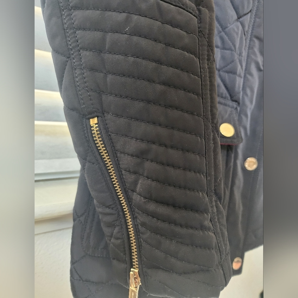Michael Kors Black Quilted M65 Field Jacket | Pink Trim & Gold Hardware XSP - Picture 9 of 16